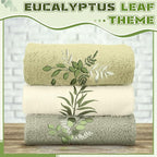 Eucalyptus Leaves Hand Towels Farmhouse Green Bathroom Decor 14x29 Inch - Image 3