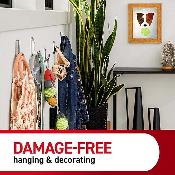 Command Large Satin Brass Double Hooks, 2 Hooks and 2 Strips, Damage-Free Wall - Image 7