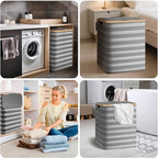 BALEINE Laundry Hamper with Lid, Tall Laundry Baskets with Bamboo Pull Handles - Image 8