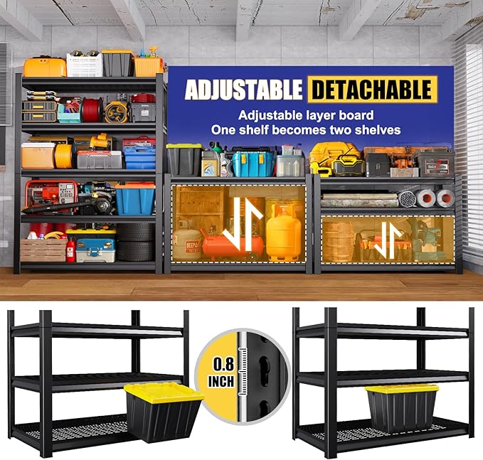 71"H Garage Shelving-3000LBS 5 Tier Storage Shelves,Adjustable Heavy Duty Metal Shelving Unit and Storage Large Wire Rack,Utility Steel Shelf For Shop Warehouse Industrial Pantry Basement 71"x35"x16" - Image 4