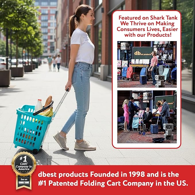 dbest products Bigger GoCart Grocery Cart Rolling Shopping Laundry Basket on - Image 9