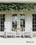 Oversized Rocking Chairs Outdoor Set of 2, High Back Porch Rocker Chair, HDPE All Weather Resistant Rocking Chairs for Patio, 380lbs Weight Capacity, White - Image 2