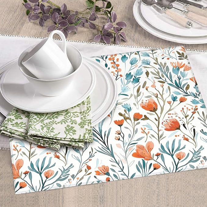 Teal and Orange Floral Dish Drying Mat - Image 5