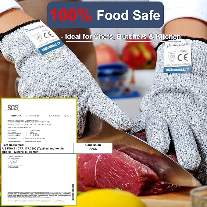 Dowellife Cut Resistant Gloves Protection, Safety Kitchen Cuts Gloves - Image 3
