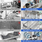 Over The Sink Dish Drying Rack, 3 Tier Adjustable Length Full Stainless Steel - Image 5
