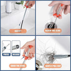35.5inch Drain Clog Remover, 25inch Drain Snake Hair Remover ＆ Cleaning Brush - Image 4
