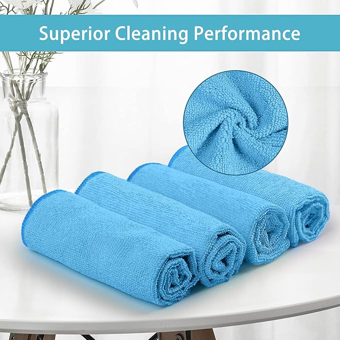 HOMEXCEL Blue Microfiber Cleaning Cloth 100 Pack, Microfiber Towel - Image 2