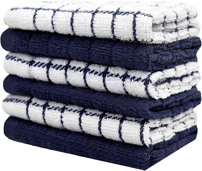 Bumble Premium Cotton Dish Cloths 12" x 12"| Navy Design | 405 GSM | Highly - Image 5