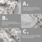 Spring Floral Hand Towels for Bathroom Set of 2 Dark Brown White Flower Leaves - Image 5