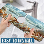 Beach Kitchen Sink Splash Guard Faucet Mat Shells Starfish Waves Super - Image 5