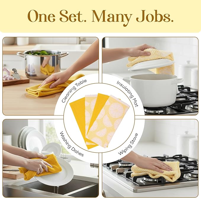 MosJos Kitchen Towels Set of 4 Premium Hand Towels 18 x 28 Inch Large Tea Towels - Image 6