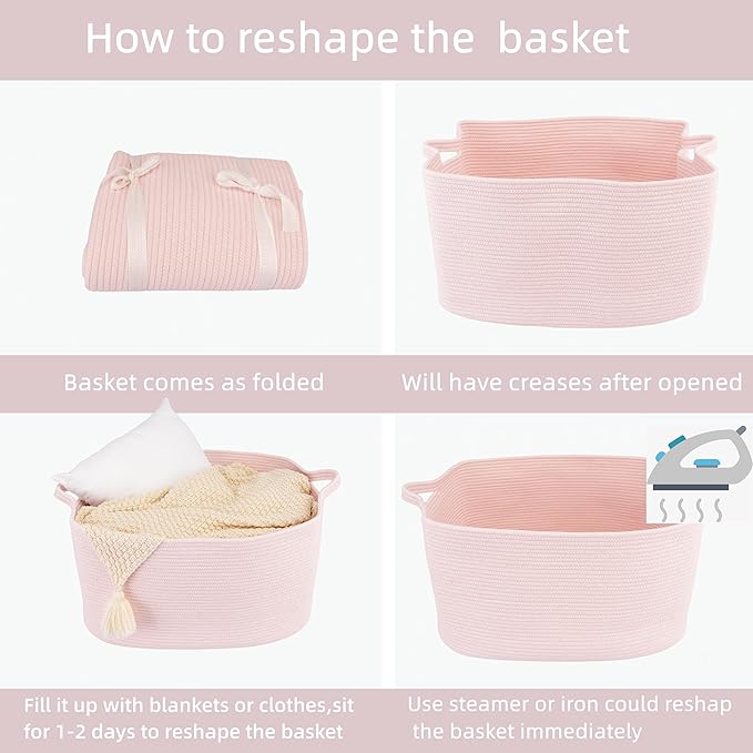 Large Rectangle Blankets Baskets 22"x17"x12" Toy Basket - Image 7