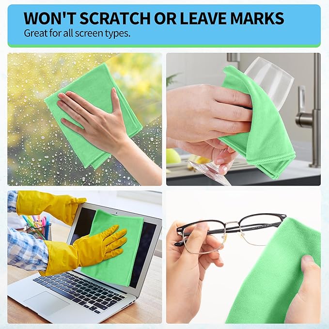 HOMERHYME Microfiber Cleaning Cloth, 12 Pack Window Glasses Cleaning Cloth - Image 7