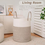 Large Woven Laundry Basket Hamper, 100L Cotton Rope Storage Bin - Image 3