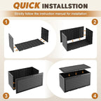 Outdoor Storage Box, Resin Deck Boxes Indoor and outdoor, Waterproof Storage Box Lockable Lid (Black,100 Gallon) - Image 6