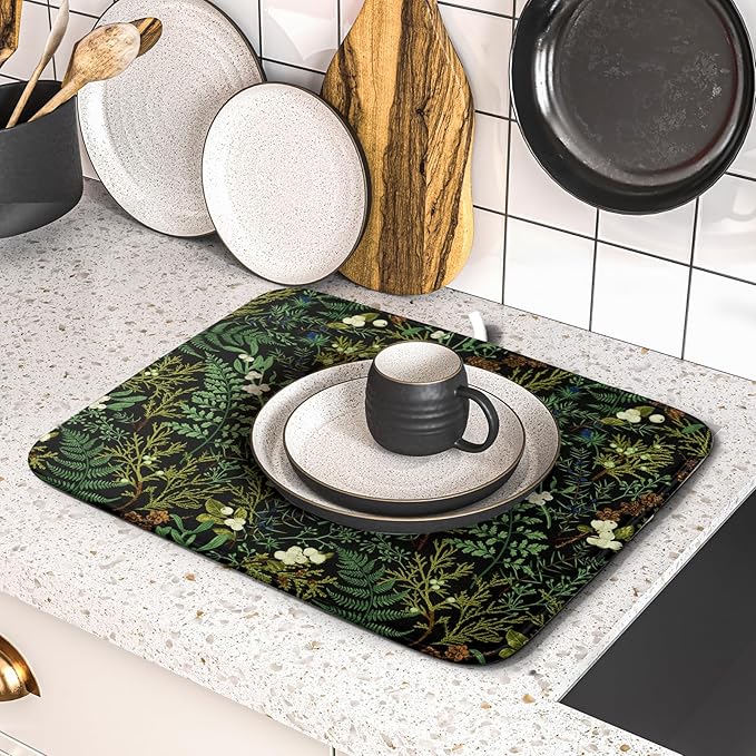 Black Sage Green Plant Dish Drying Pad 16 x 18 Inch - Image 5
