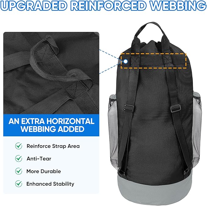 BALEINE 150L Laundry Bag Backpack, 900D Oxford Fabric Large Travel Laundry Bags - Image 2
