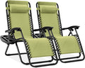 Best Choice Products Set of 2 Adjustable Steel Mesh Zero Gravity Lounge Chair Recliners w/Pillows and Cup Holder Trays - Dusty Green/Black by BestChoiceProducts