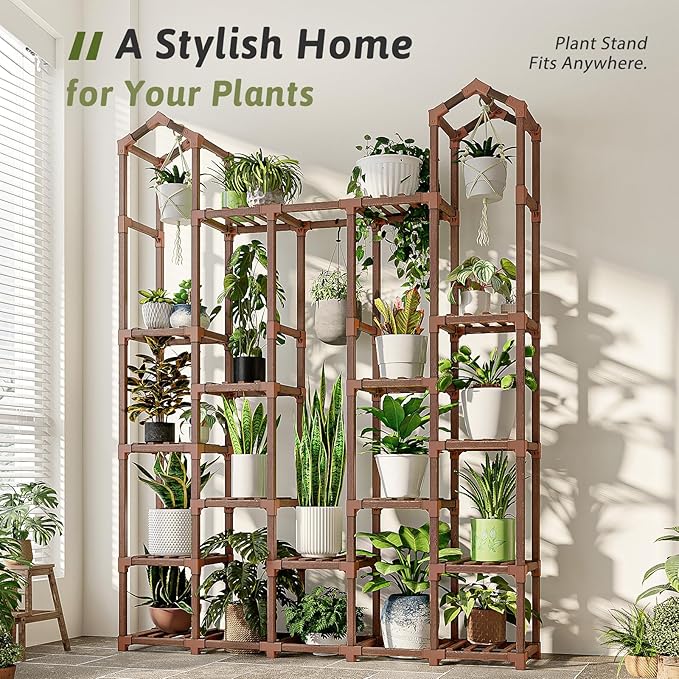 Large Plant Stand Indoor Plant Stands Outdoor Tall Plant Shelf for 18-23 Pots Corner Tiered Plants Stands for Multiple Plants Wood Hanging Plants Holder for Garden Balcony Patio Window Porch​​​ - Image 6