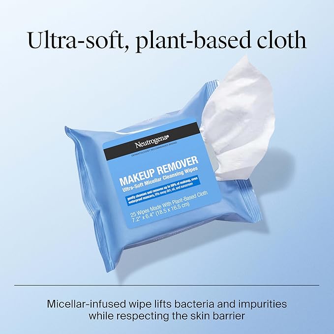 Neutrogena Makeup Remover Wipes Micellar Alcohol-Free Face Towelettes Remove - Image 6