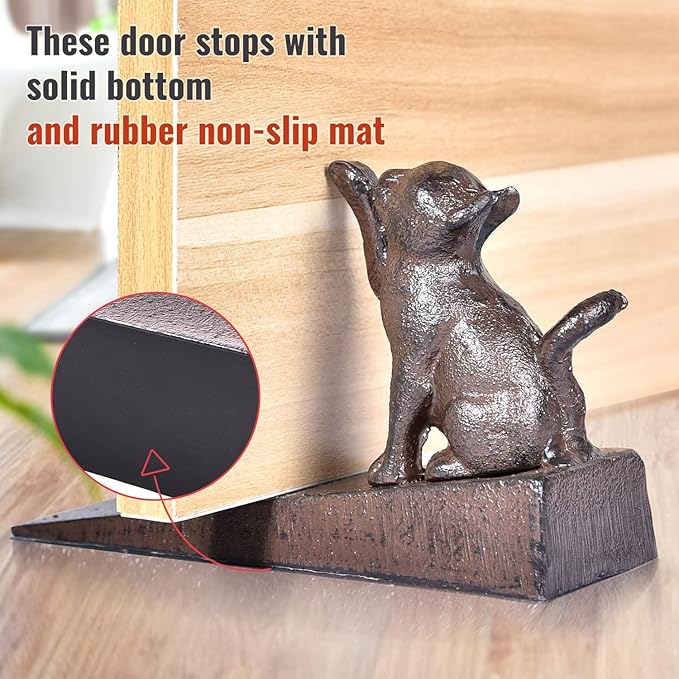 Sungmor Heavy Duty Cast Iron Cat Door Stops | Decorative Cute Animal Statue - Image 5