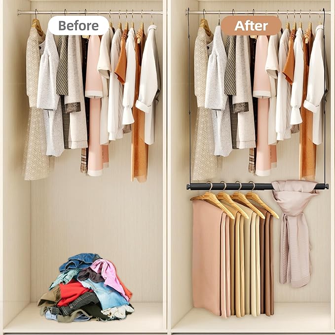 STORAGE MANIAC Adjustable Closet Rod Hanging Clothes Heavy Duty Closet Extender - Image 4