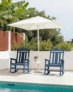 Ciokea Oversized Outdoor Rocking Chairs Set of 3, 380lbs Heavy-Duty Large Patio Rocker, High Back Cozy Porch Chairs, Weather Resistant Patio Rocking Chairs for Outside, Fire Pit, Deck, Slate Blue - Image 2