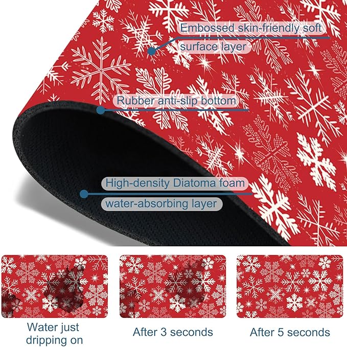 Christmas Merry Xmas Sink Splash Guard Santa Claus Faucet Absorbing Mat Fast - Image 3