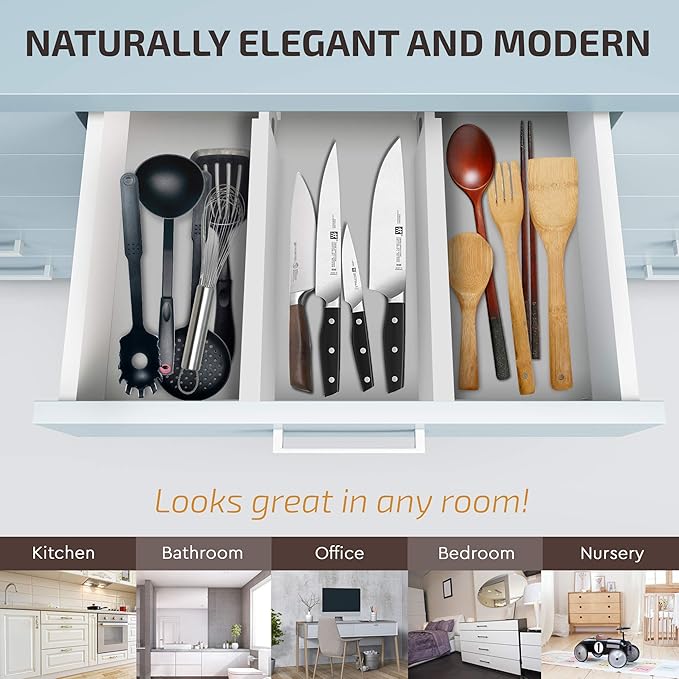 6 Pack Bamboo Drawer Dividers - Image 3