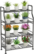 GIOTORENT Plant Stand Outdoor Indoor 4 Tier Metal Waterproof - 41.3" Plant Shelf for Patio, Balcony, Living Room, Large Capacity Tiered Plant Rack, Black by GIOTORENT