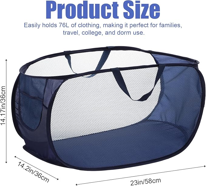 5 Pack Pop-Up Mesh Laundry Basket, 5 Colors Pop Up Mesh Hamper, Open Laundry - Image 2