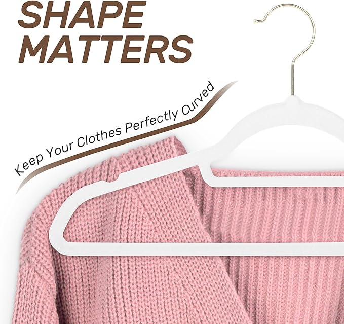 Velvet Hangers 30 Pack with Gold Hooks, Non-Slip Slim Felt Hanger - Image 5