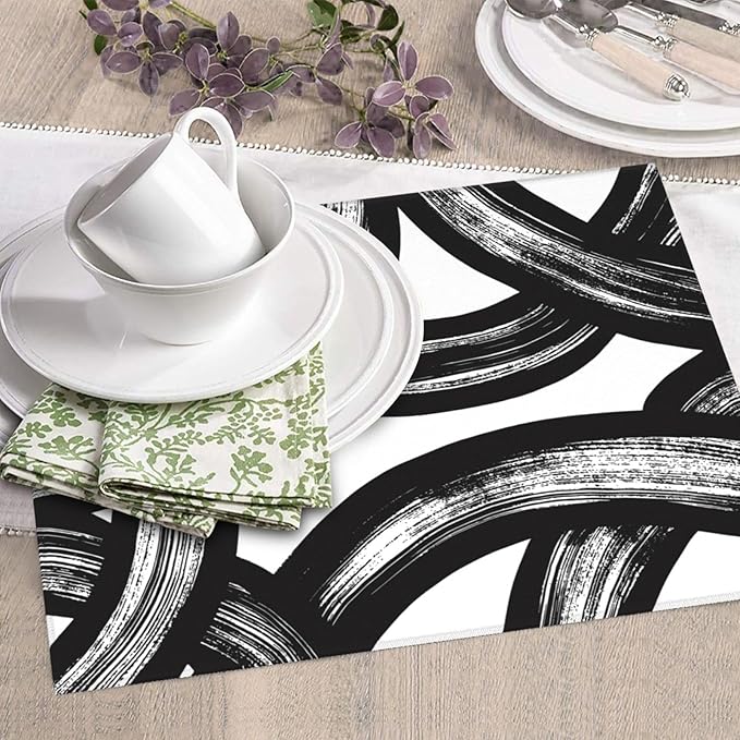 Black and White Abstract Curved Dish Drying Mats, Absorbent Microfiber Modern - Image 5