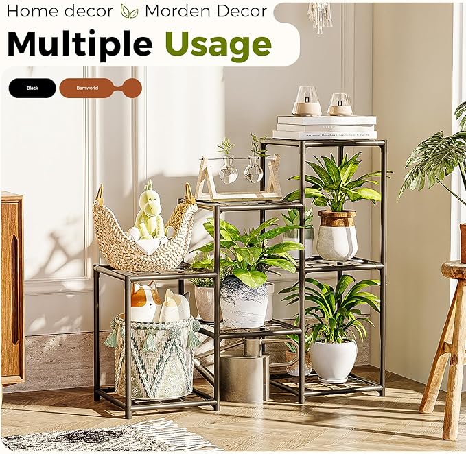 Bamworld Black Plant Stand Outdoor Metal Plant Shelf for Multiple Plants 3 Tiers Ladder Plant Holder Waterproof for Garden Living Room Patio Morden Home Decor Gardening Gifts - Image 5