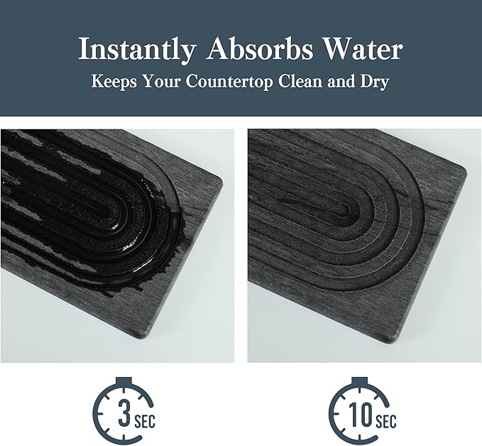 Stone Faucet Mat for Kitchen Sink, Quick Drying Mats, Water Absorbing Guard & - Image 3