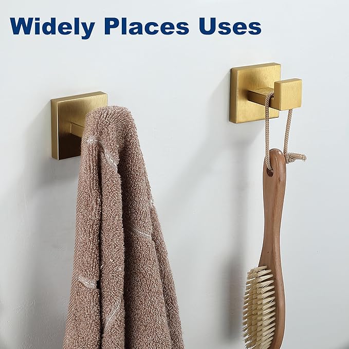 Towel Hooks for Bathrooms, Brushed Gold Towel Hook for Kitchen Bathroom - Image 8