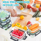 Skroam 10 Pack Glass Meal Prep Containers, 22 OZ Glass Airtight Food Storage - Image 6