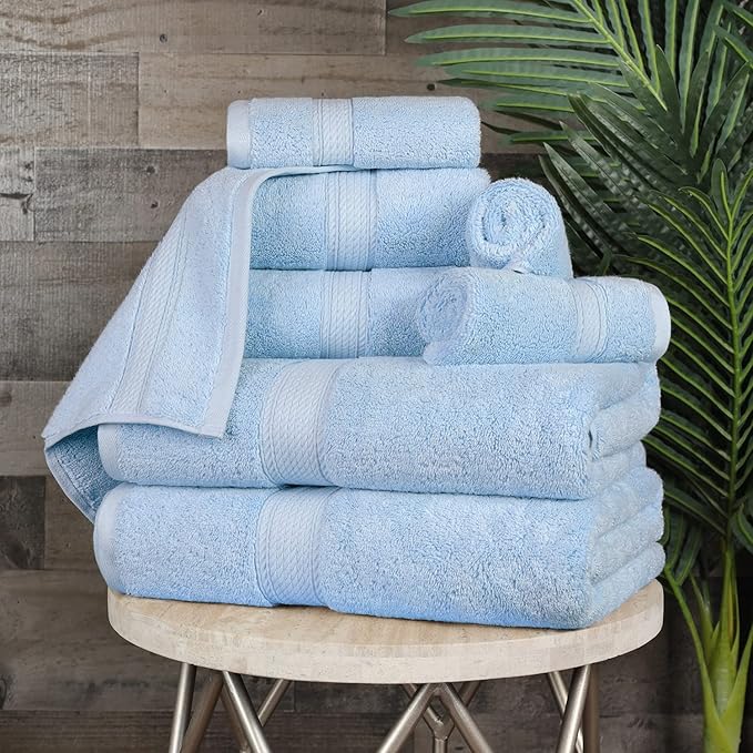 SUPERIOR Egyptian Cotton Pile 8 Piece Towel Set, Includes 2 Bath, 2 Hand - Image 3