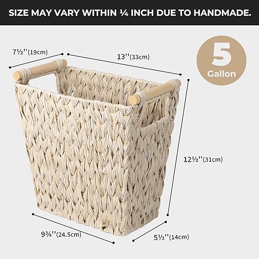 GRANNY SAYS Wicker Waste Baskets, Waterproof Bathroom Trash Can, Waste Basket - Image 5
