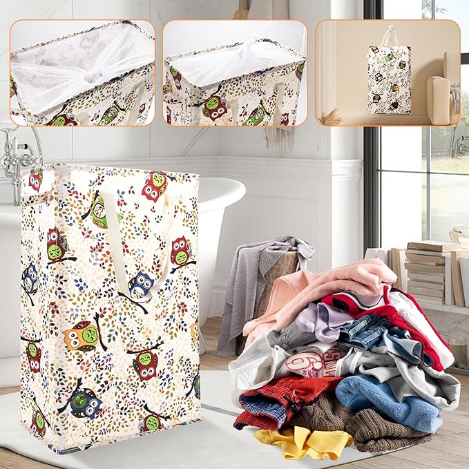 Odonata Slim Laundry Hamper Handles Collapsible Laundry Basket Thin Dirty - Image 7