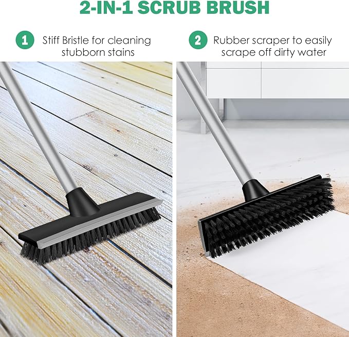 SetSail Floor Scrub Brush with 51-Inch Long Adjustable Handle 2 in 1 Scrape - Image 3