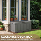 Devoko 85 Gallon Deck Box Lockable Resin Outdoor Storage Box waterproof Outdoor Container for Patio Furniture Cushions, Pillow (Grey) - Image 4