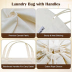 Canvas Laundry Bags with Handles & Square Base13.8"Lx13.8"Wx27.6"H, Large Heavy - Image 6