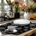 Winter Snowflake Black Dish Drying Mat Christma Snowflakes Large Kitchen Mats - Image 6
