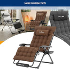 UDPATIO Oversized Zero Gravity Chair Chairs, Patio Recliner, Foldable Heavy Duty Reclining with Adjustable Headrest, Removable Cushion, Cup Holder & Foot Rest for Outside Camping Office Indoor - Image 3
