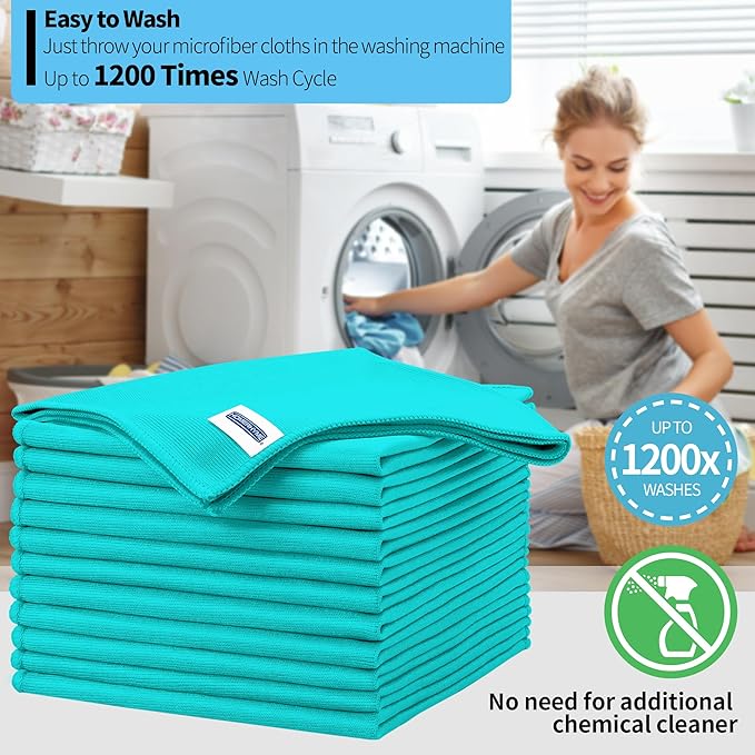 HOMERHYME Microfiber Cleaning Cloth, 12 Pack Window Glasses Cleaning Cloth - Image 6