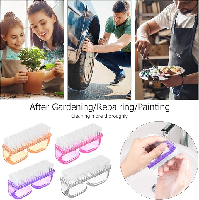 Handle Grip Nail Brush, Nail Brushes Hand Fingernail Brush Cleaner Scrubbing - Image 4