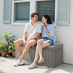 Devoko 78 Gallon Deck Box, Waterproof Resin Outdoor Storage Box for Outside and Patio, Outdoor Storage Bench Lockable for Patio Furniture, Garden Tools and Pool Supplies (Light Brown, 78 Gallon) - Image 3