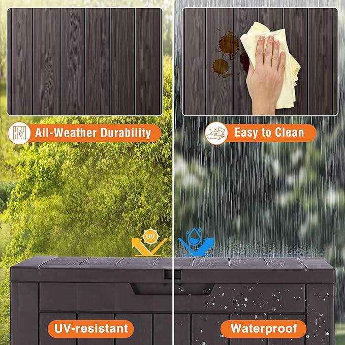 Sweetcrispy Deck Box with 31 Gallon Capacity, Weatherproof Resin Lockable Outdoor Storage for Secure Package Deliveries and Indoor Storage in Garden or Patio, Backyard - Image 6