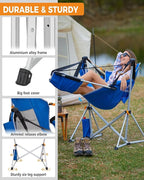 KingCamp Hammock Chair with Footrest – Heavy Duty Swinging Rocking Camping Chairs for Adults up to 400lbs, Folding Portable Oversized Rocker with Cup Holder & Pillow for Outdoor Beach Lawn RV Sports - Image 9